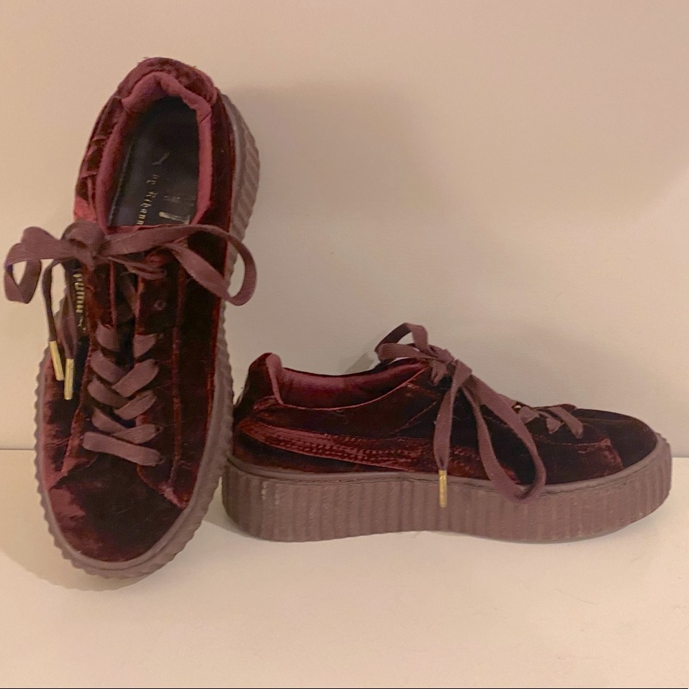 Puma X Fenty Burgundy Velvet Creepers Shoes 8